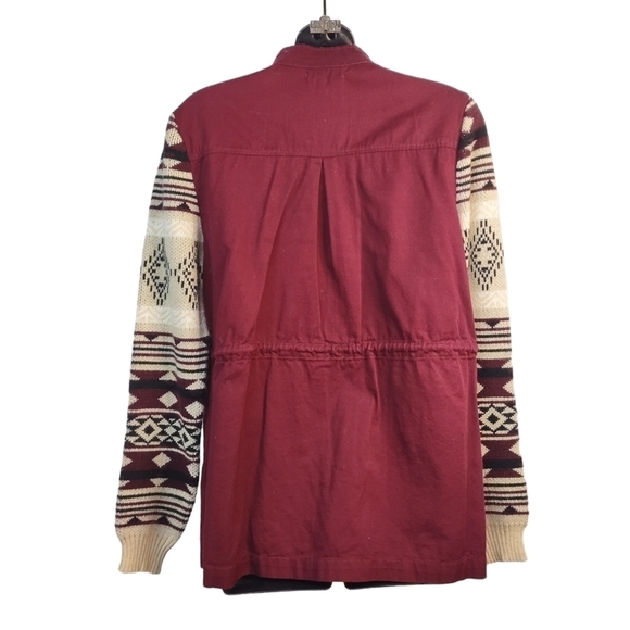 Blu Pepper Women's Burgundy Knit Sleeves Jacket Size S - Picture 2 of 8